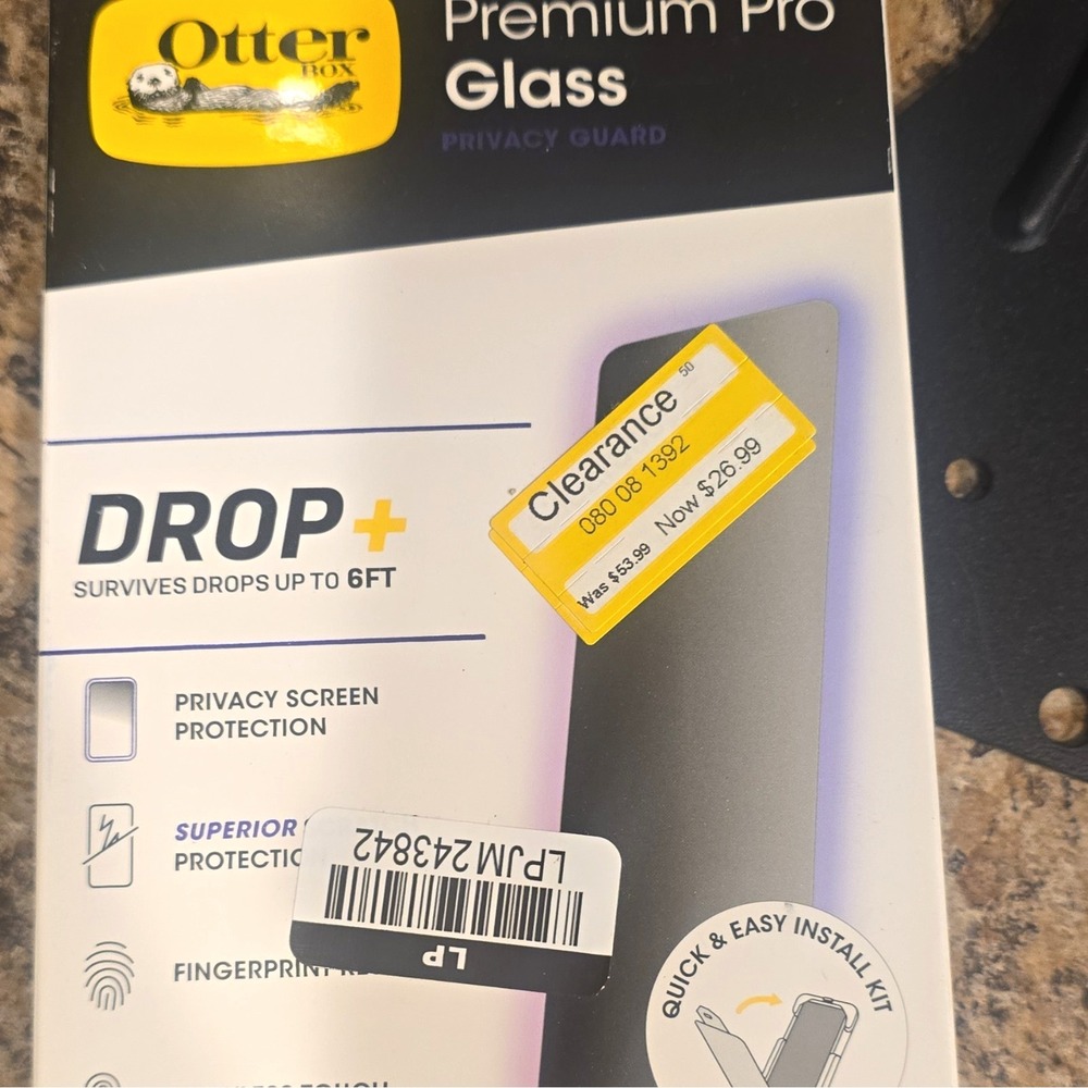 OtterBox Iphone 15 Pro Glass Privacy Guard Screen Protector Antimicrobial Clear
